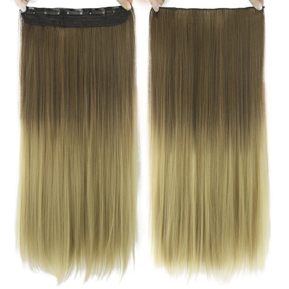 Gradient Clip In Hair Extension in ash brown to light blonde ombre