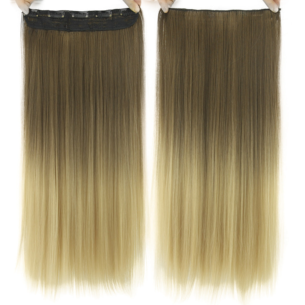 Gradient Clip In Hair Extension in ash brown to pale blonde ombre