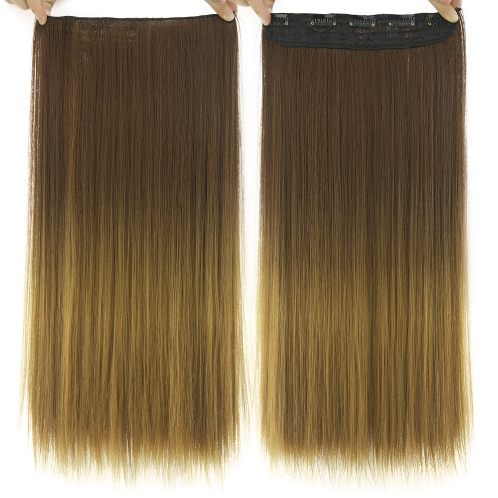 Gradient Clip In Hair Extension in brown to golden blonde ombre