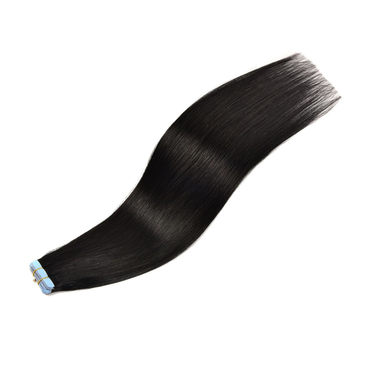 Invisible Tape In Hair Extensions straight black piece with adhesive tab