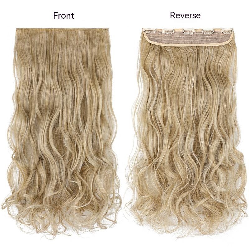 Long Curly Clip In Hair Extension showing blonde front and reverse construction