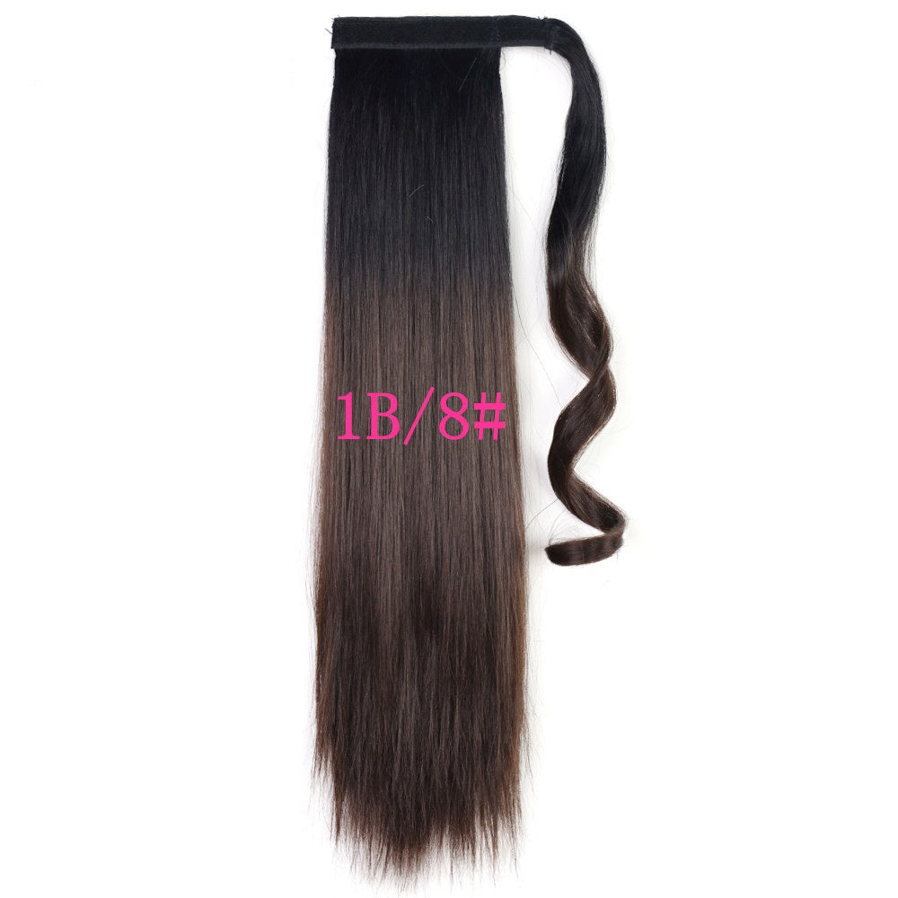 Long Straight Ponytail Extension in 1B 8 black and brown mix