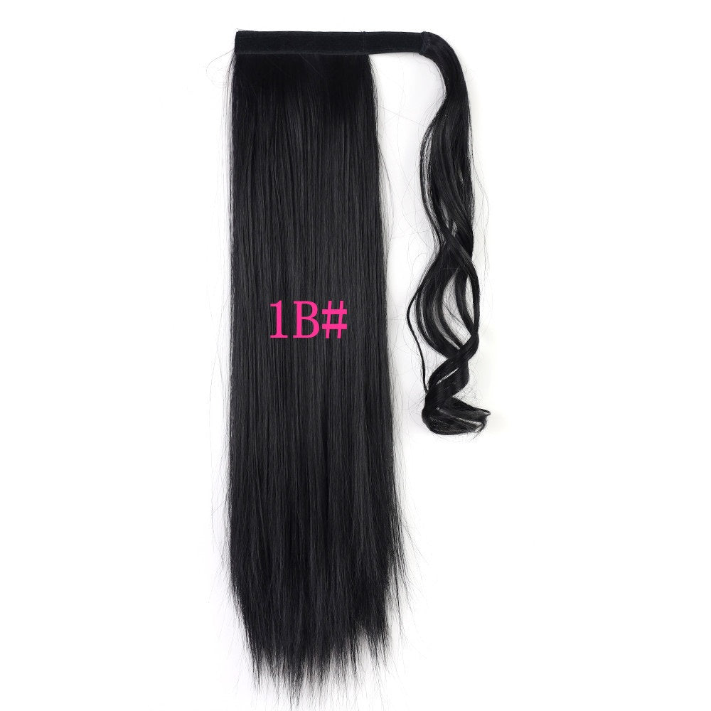 Long Straight Ponytail Extension in 1B natural black