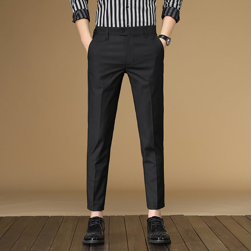 Mens British Style Trousers in black front view