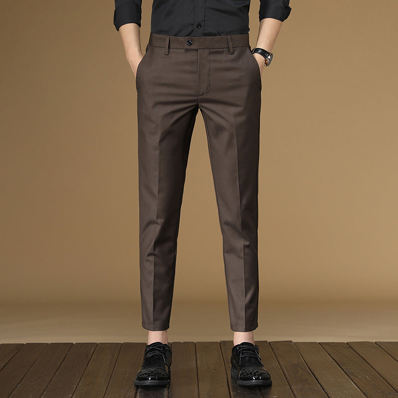 Mens British Style Trousers in bronze slim tapered fit