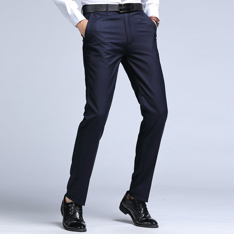 Mens Business Suit Pants in navy blue straight-leg fit