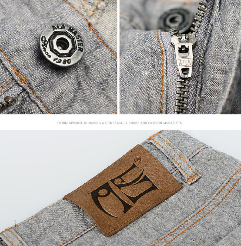 Men’s Cotton Linen Pants in light grey shown from the back