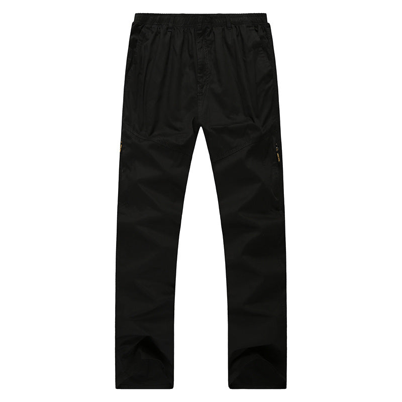  Mens Loose Fit Cotton Pants in black multi-pocket design