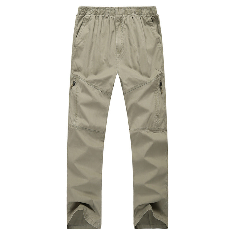 Mens Loose Fit Cotton Pants in light grey straightleg style