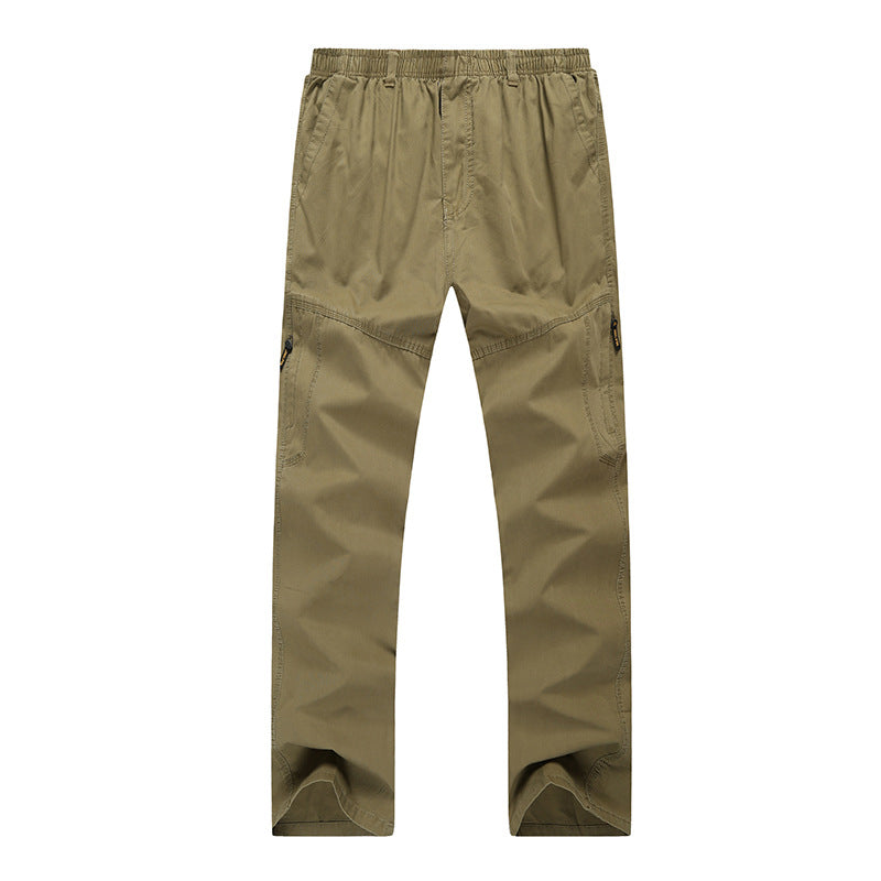 Mens Loose Fit Cotton Pants in natural yellow front view