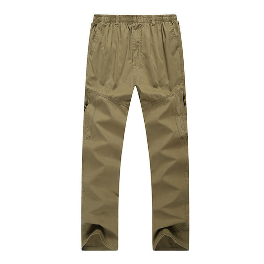 Mens Loose Fit Cotton Pants in natural yellow front view