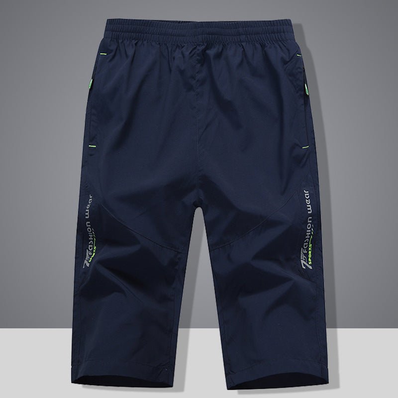Mens Quick Dry Cropped Pants in blue front product view