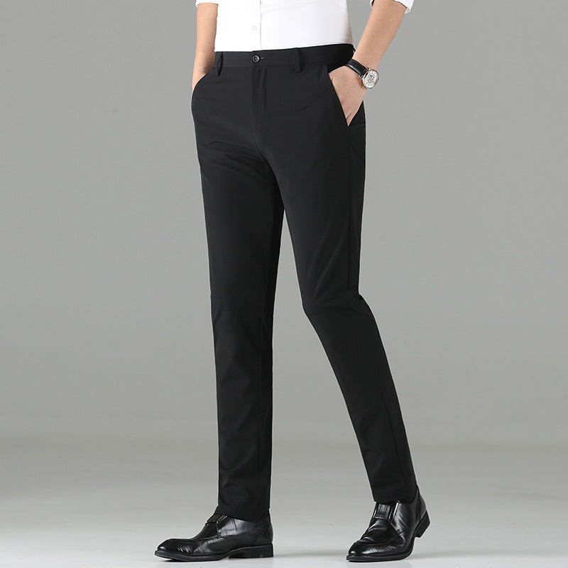 Mens Slim Fit Business Trousers in black straight-leg fit