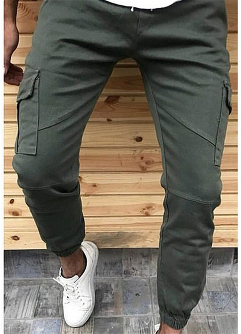 Men’s Slim Fit Patch Pocket Trousers in green front view