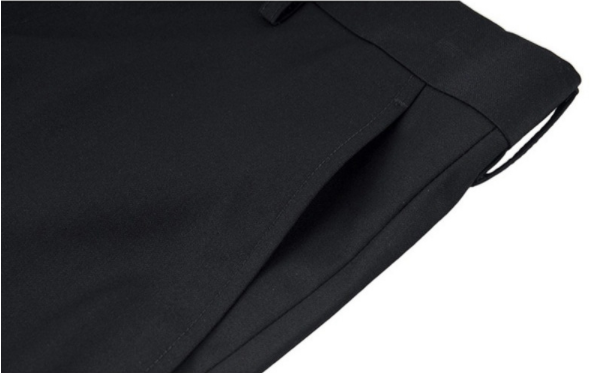  Mens Straight Leg Pants black cotton blend fabric detail