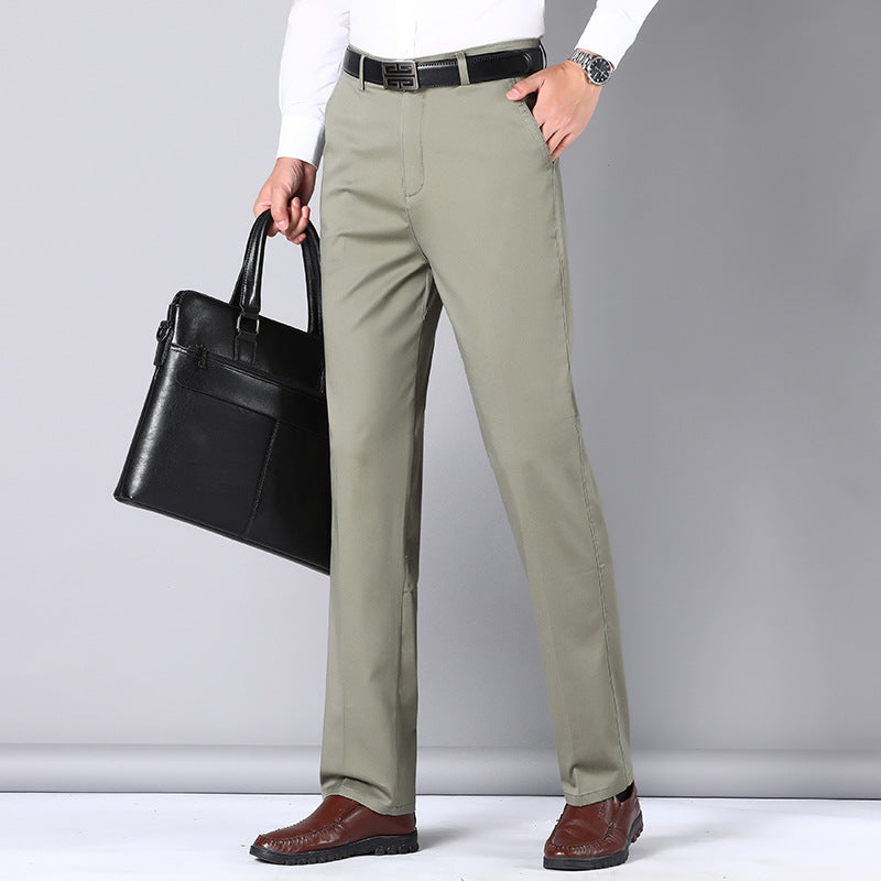 Mens Straight Leg Pants in grey high-waist cotton blend