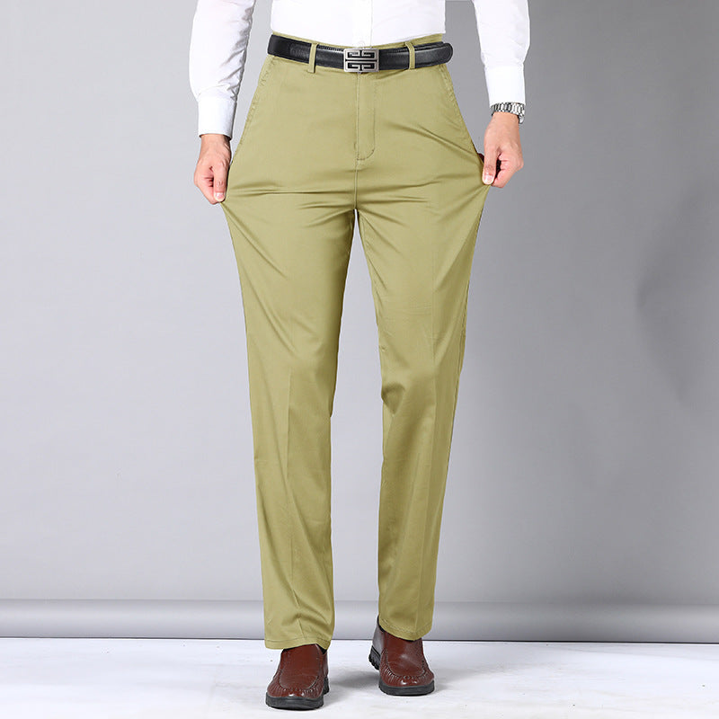 Mens Straight Leg Pants in khaki classic casual style