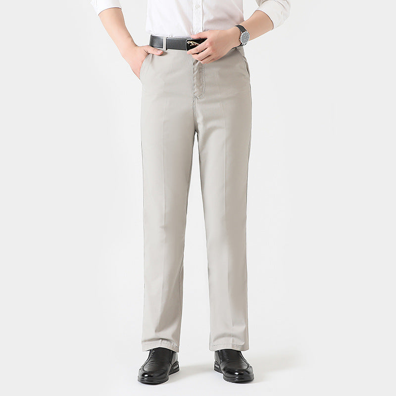 Mens Straight Leg Pants in light grey full-length fit