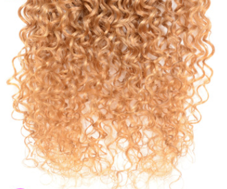 Ombre Curly Human Hair Extensions with honey-blonde curl detail