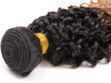 Ombre Curly Human Hair Extensions rolled weft and curly texture close-up