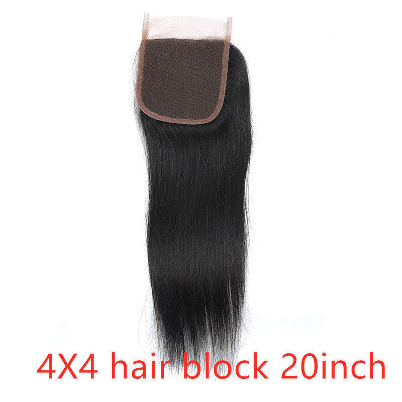 Straight Human Hair Bundles with natural-black 4×4 closure in 20 inch