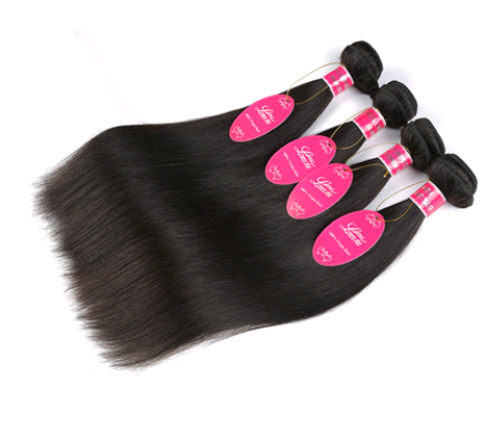 Straight Human Hair Bundles four natural-black straight hair wefts