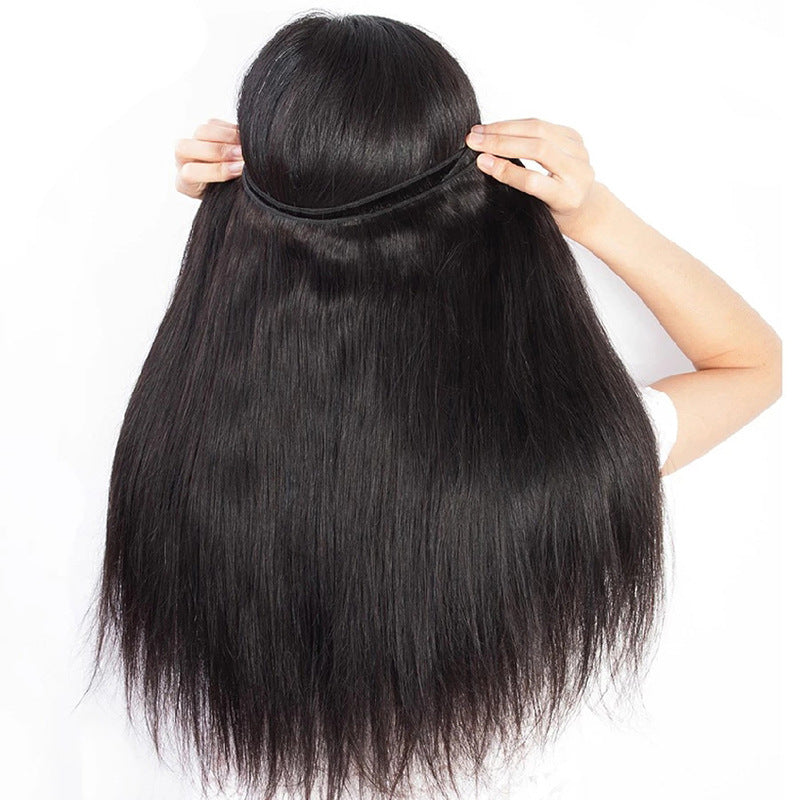 Straight Human Hair Bundles showing double wefts, smooth texture and full ends