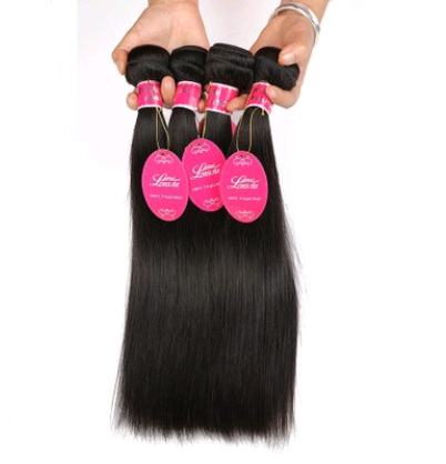 Straight Human Hair Bundles three smooth natural-black hair extensions
