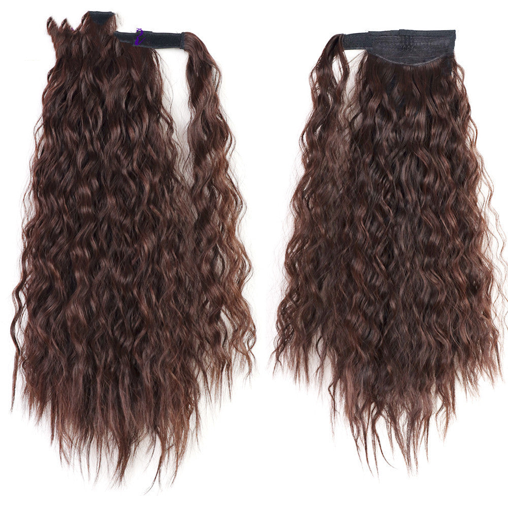 Velcro Ponytail Hair Extension in 1B/33 dark brown curls 