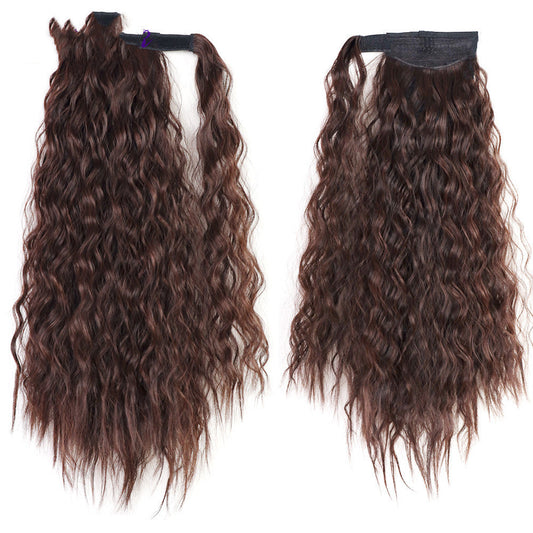 Velcro Ponytail Hair Extension in 1B/33 dark brown curls 