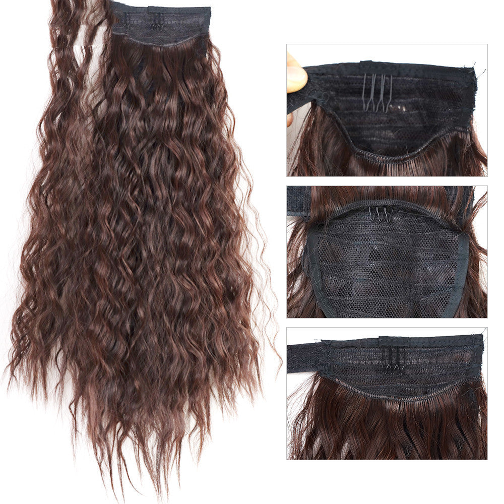 t: Velcro Ponytail Hair Extension in 4A dark brown curls