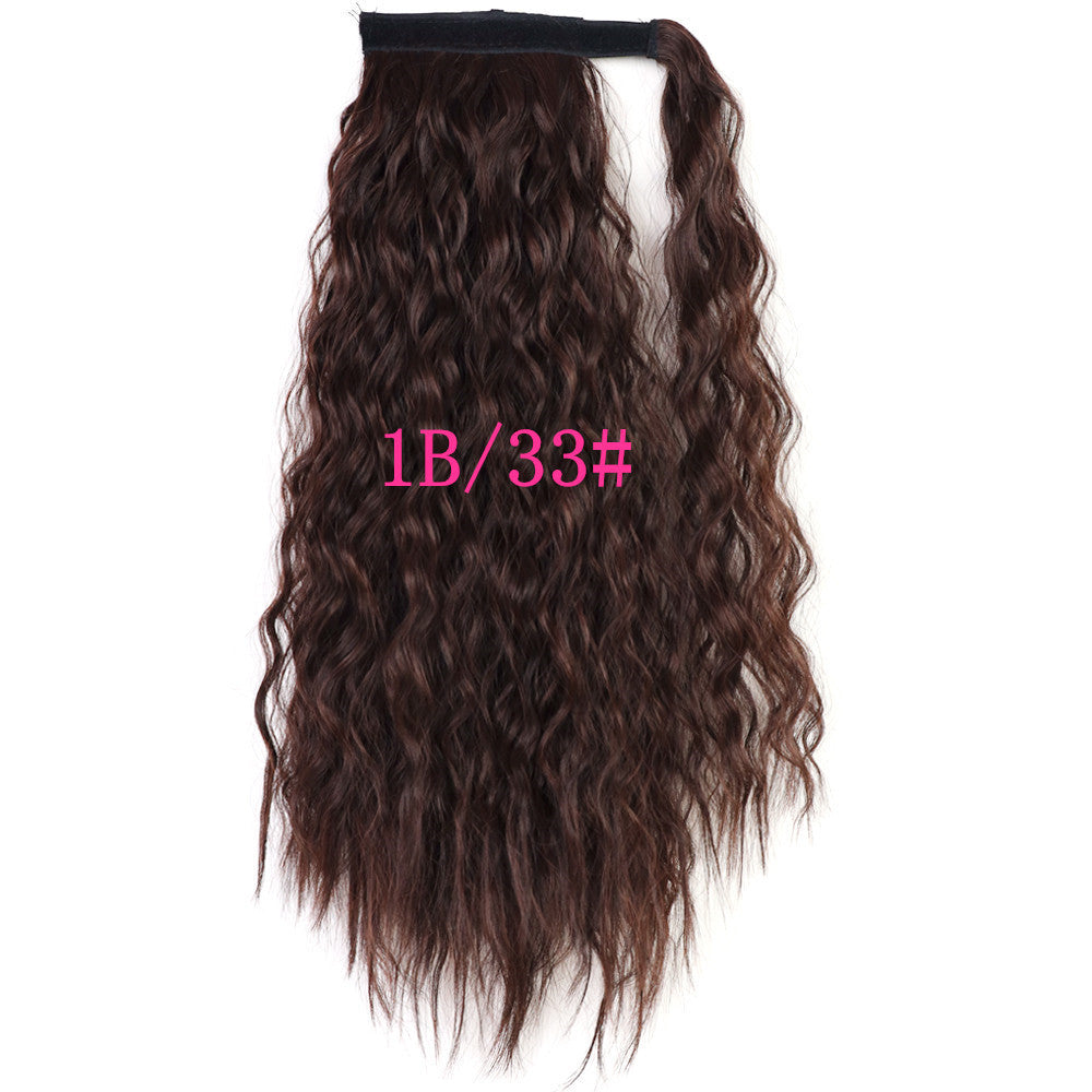 Velcro Ponytail Hair Extension in dark brown water-ripple curls
