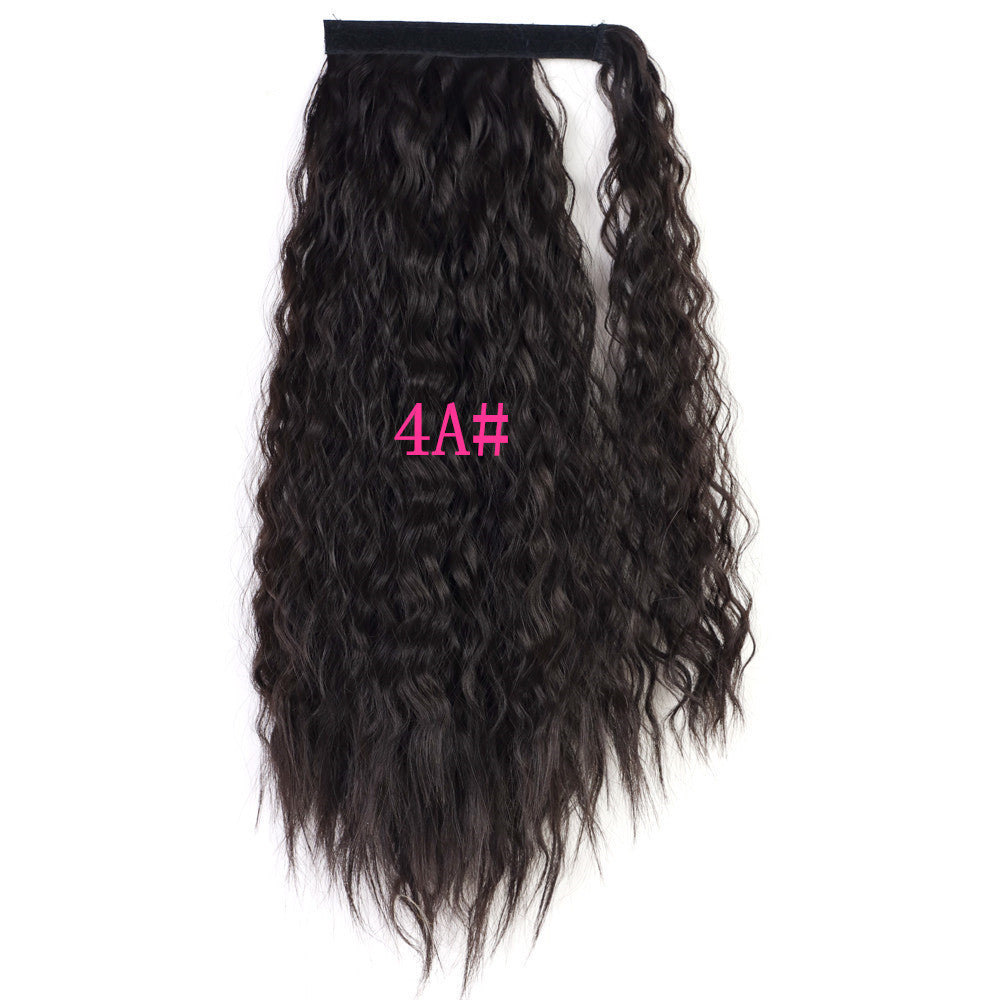 Velcro Ponytail Hair Extension in dark brown water-ripple curls