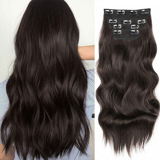 Water Ripple Clip In Hair Extensions in brown black on model