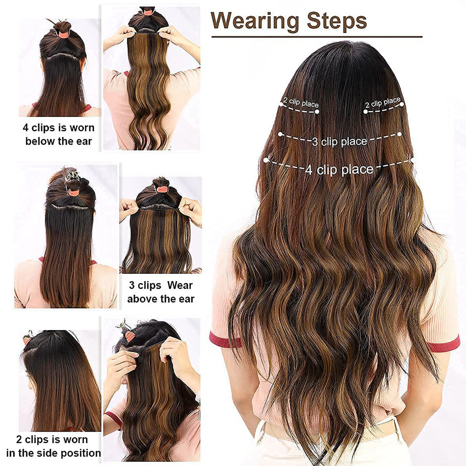  Water Ripple Clip In Hair Extensions wearing steps and placement