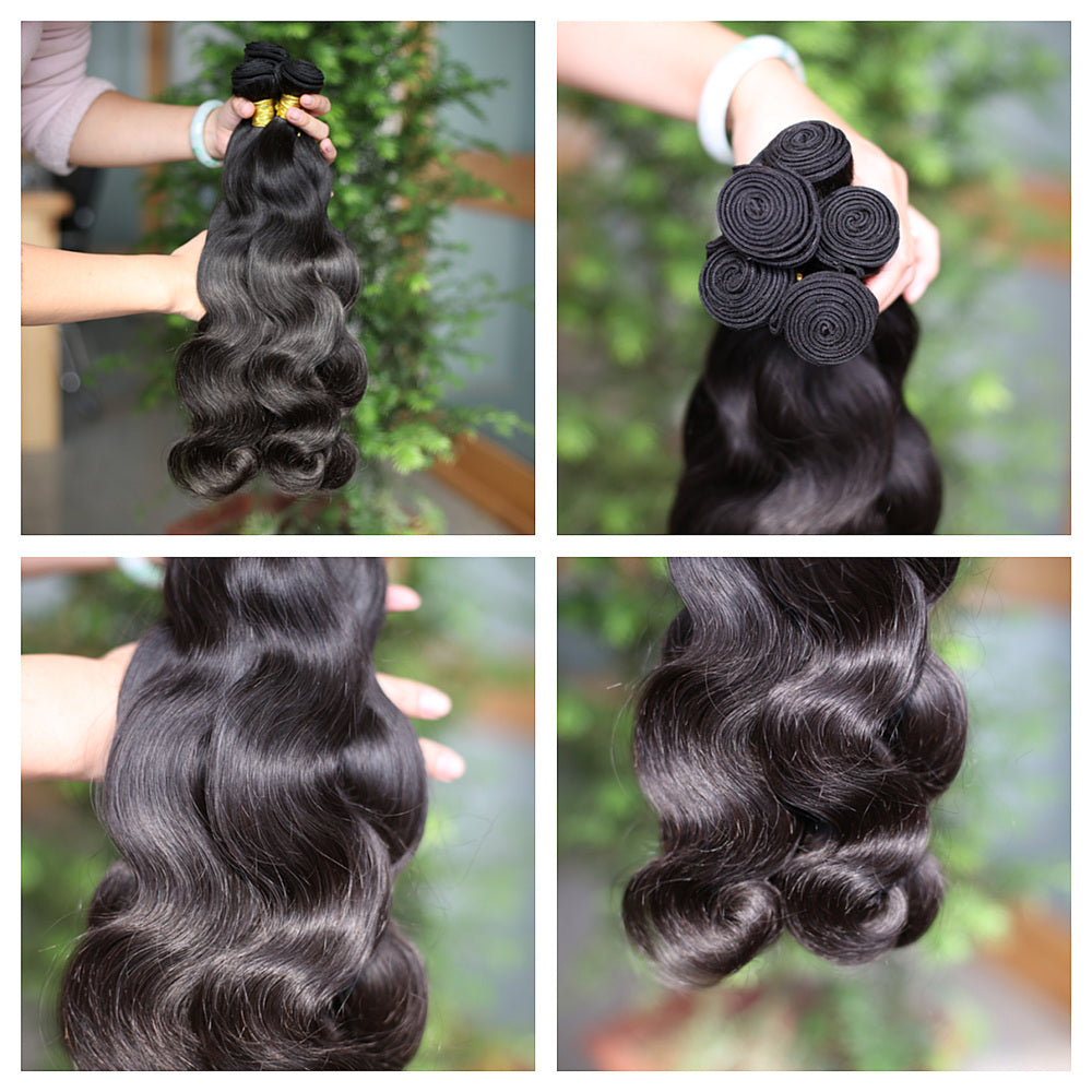 10 inch Brazilian body wave hair bundles with closure, raw unprocessed 100% virgin hair.
