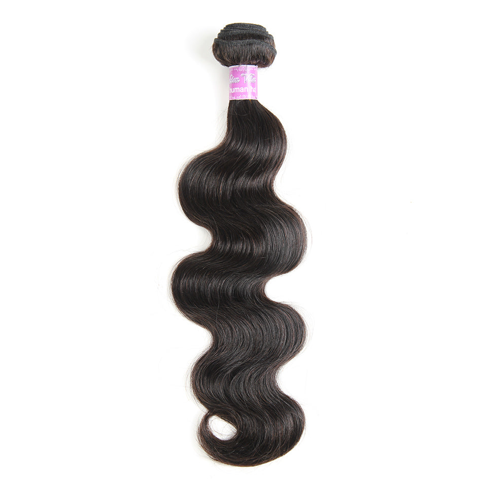 10-inch Brazilian body wave hair bundle, unprocessed virgin hair with natural color and texture.