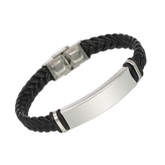 Handmade Leather Cuff Bracelet Wholesale Price Personal Engraved Stainless Steel Bracelet Fast Delivery Engraved Men Jewelry