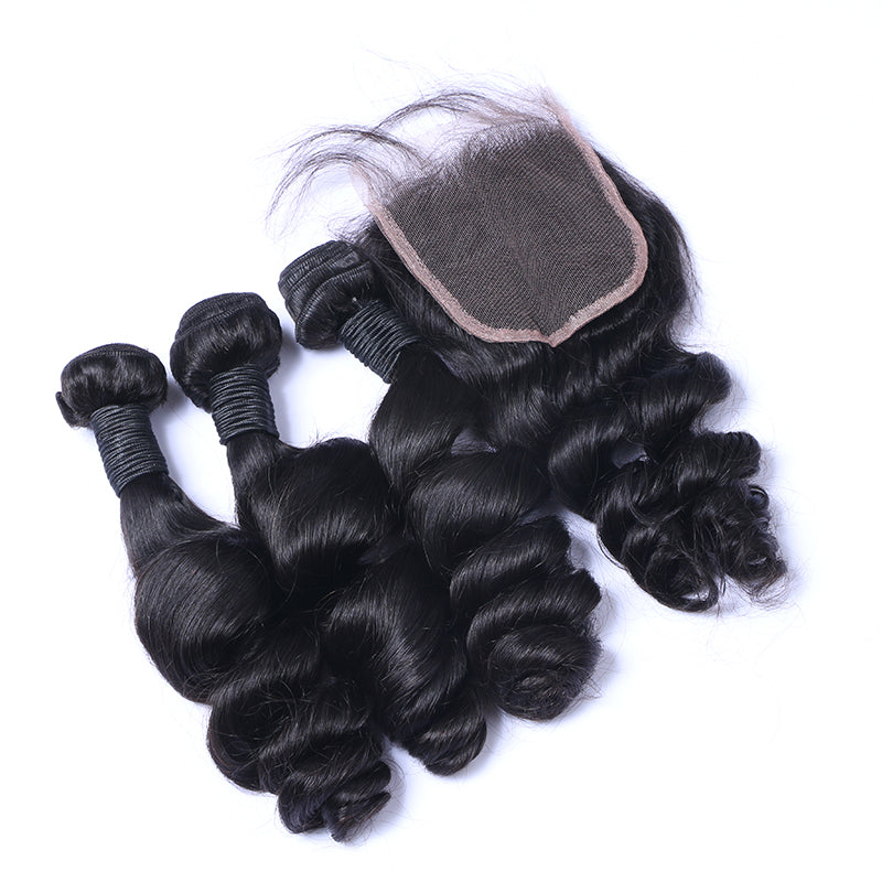 10 inch Brazilian body wave hair bundles with closure, unprocessed 100% virgin hair.