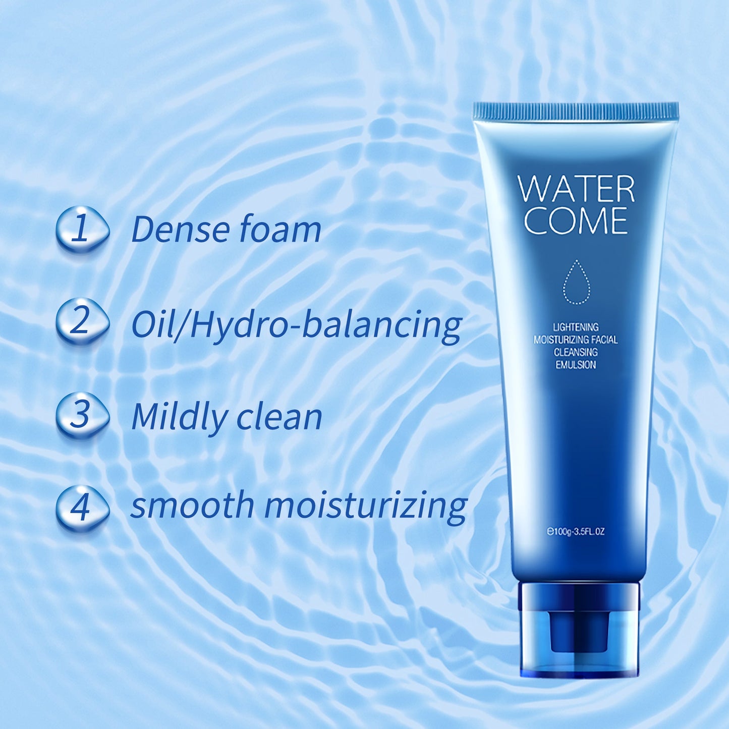 Vegan organic aloe vera face wash for deep cleansing and whitening benefits in blue packaging.