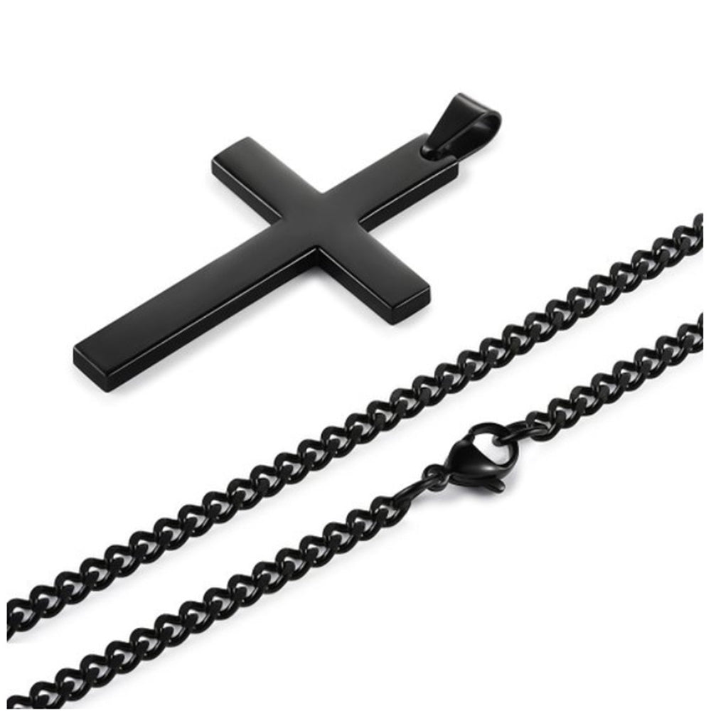 Stainless Steel Cross Necklace  gold-coloured pendant and chain detail
