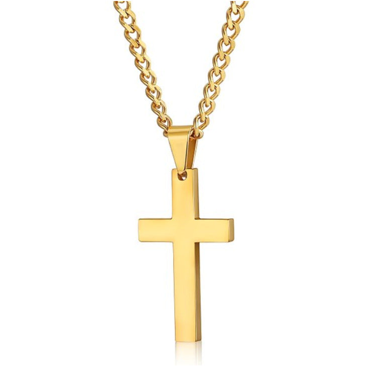Stainless Steel Cross Necklace with gold-coloured cross pendant and matching chain
