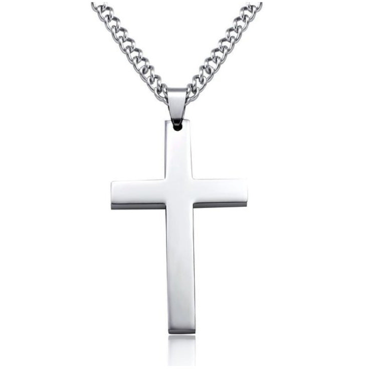 Stainless Steel Cross Necklace with silver-coloured stainless steel cross pendant