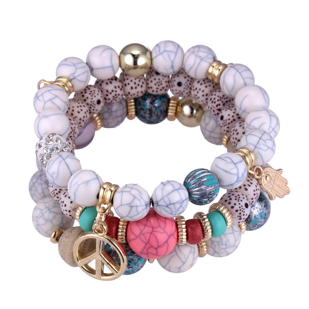 Beaded Charm Bracelet Set in light pastel colours with charms