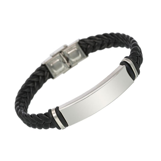 Braided Leather Cuff Bracelet in black and coffee brown colours