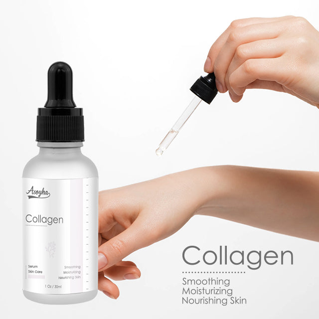 Collagen Serum dropper application on hand during skincare routine
