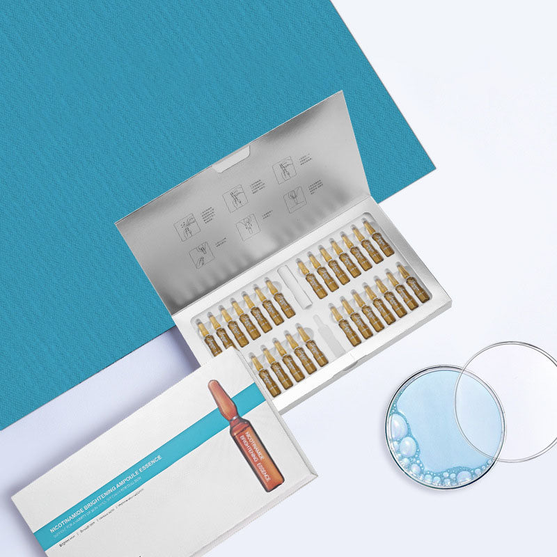 Facial Serum Ampoule Set blue box with open ampoule tray